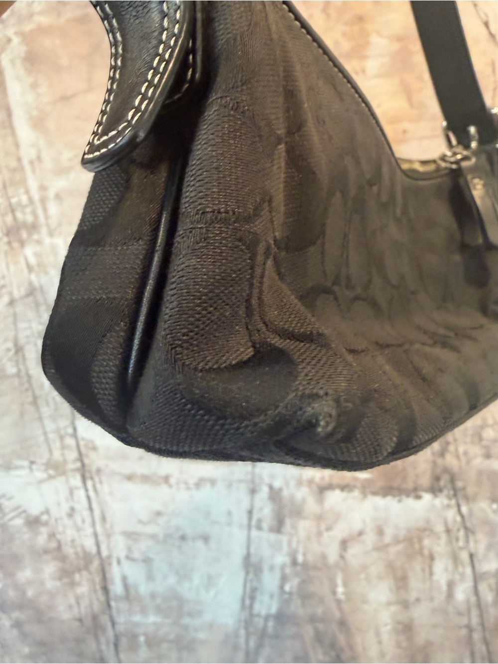 Coach Vintage Hamptons Signature East West Demi Baguette Bag - Black 🖤 - Picture 8 of 13